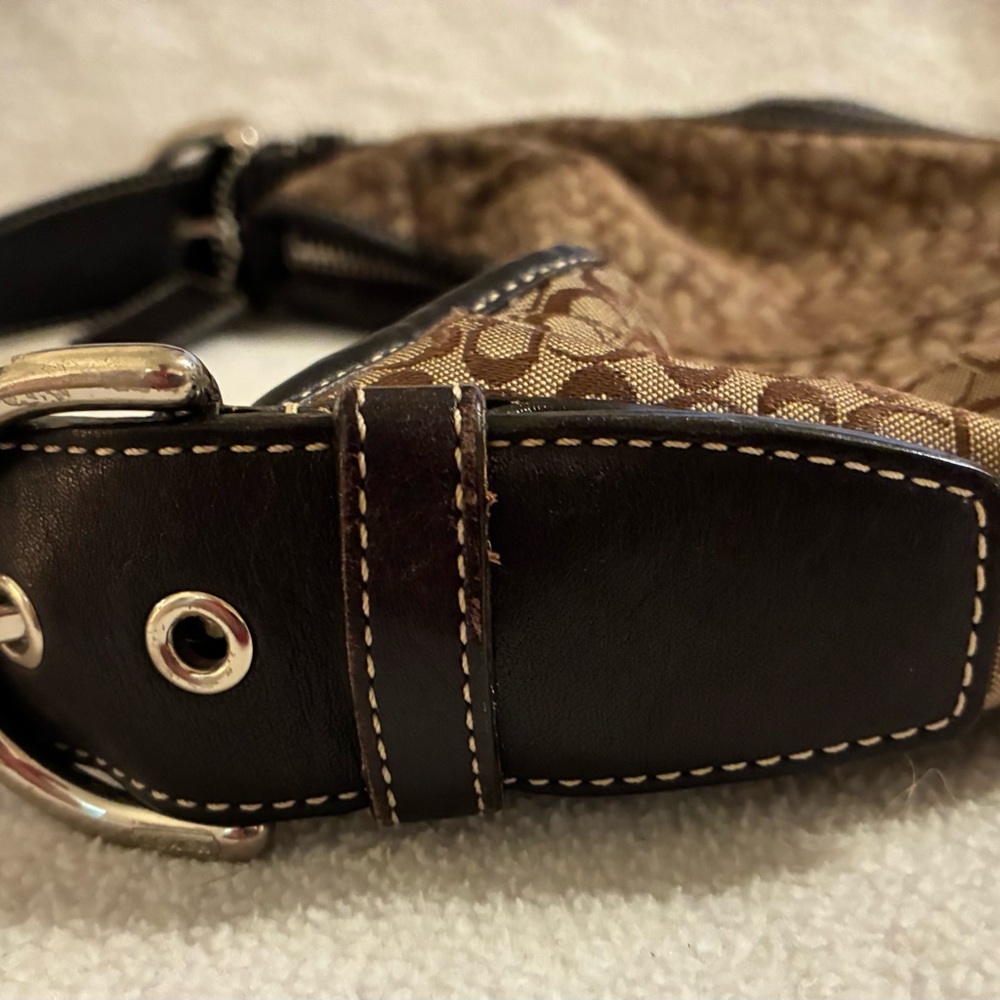 Vintage COACH Soho Brown Leather Khaki Y2K Mini Signature C Hobo #6351 EUC - Picture 7 of 13